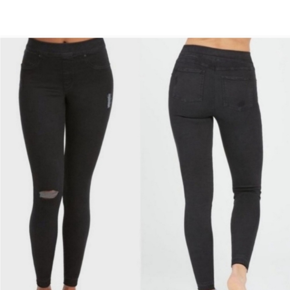 Spanx Vintage Distressed Ankle Skinny Jeans Jeggings Size Medium Black